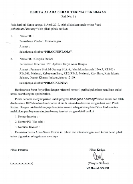 Detail Surat Serah Terima Pekerjaan Nomer 20