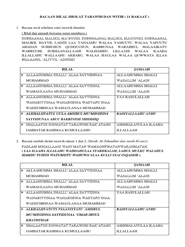 Detail Surat Shalat Tarawih 11 Rakaat Nomer 48