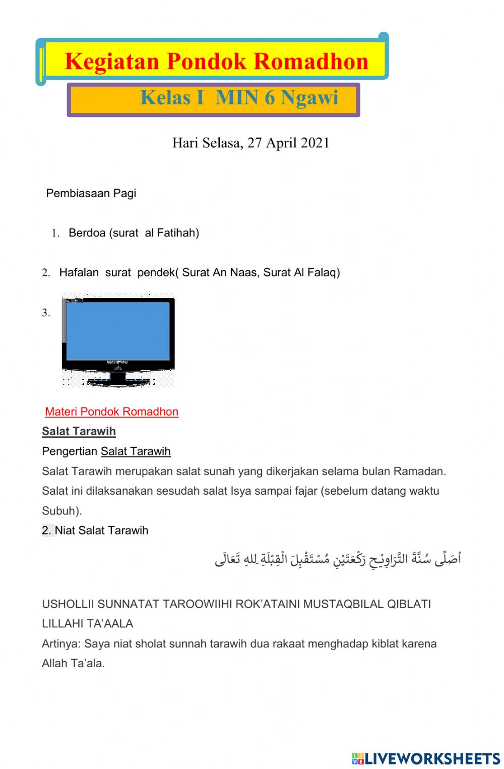 Detail Surat Shalat Tarawih Nomer 47
