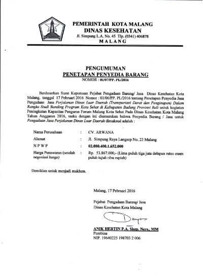 Detail Surat Studi Banding Nomer 23