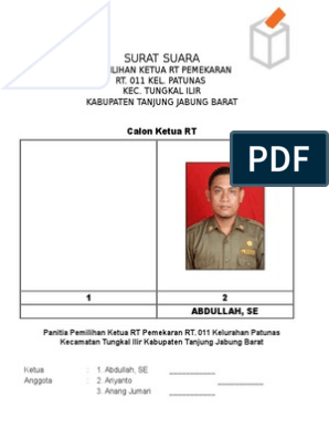 Surat Suara Pemilihan Rt - KibrisPDR