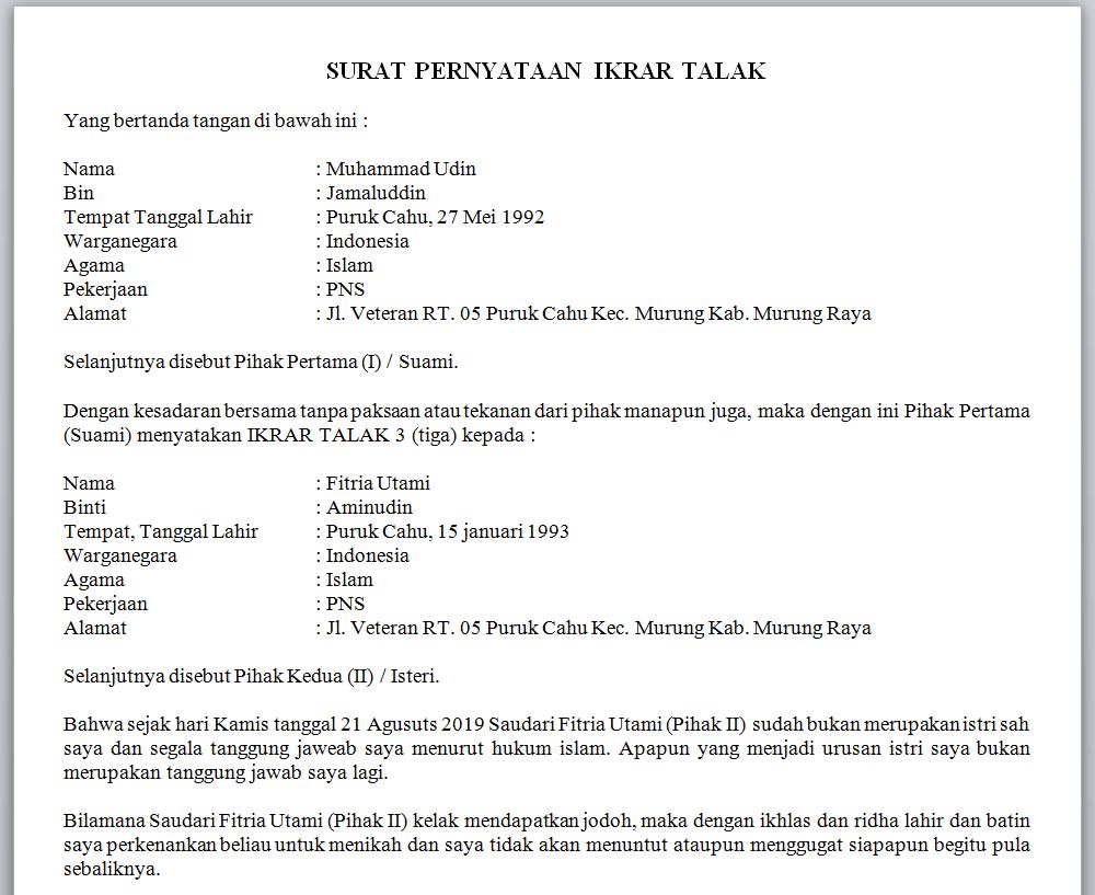 Detail Surat Talak Dari Suami Nomer 16