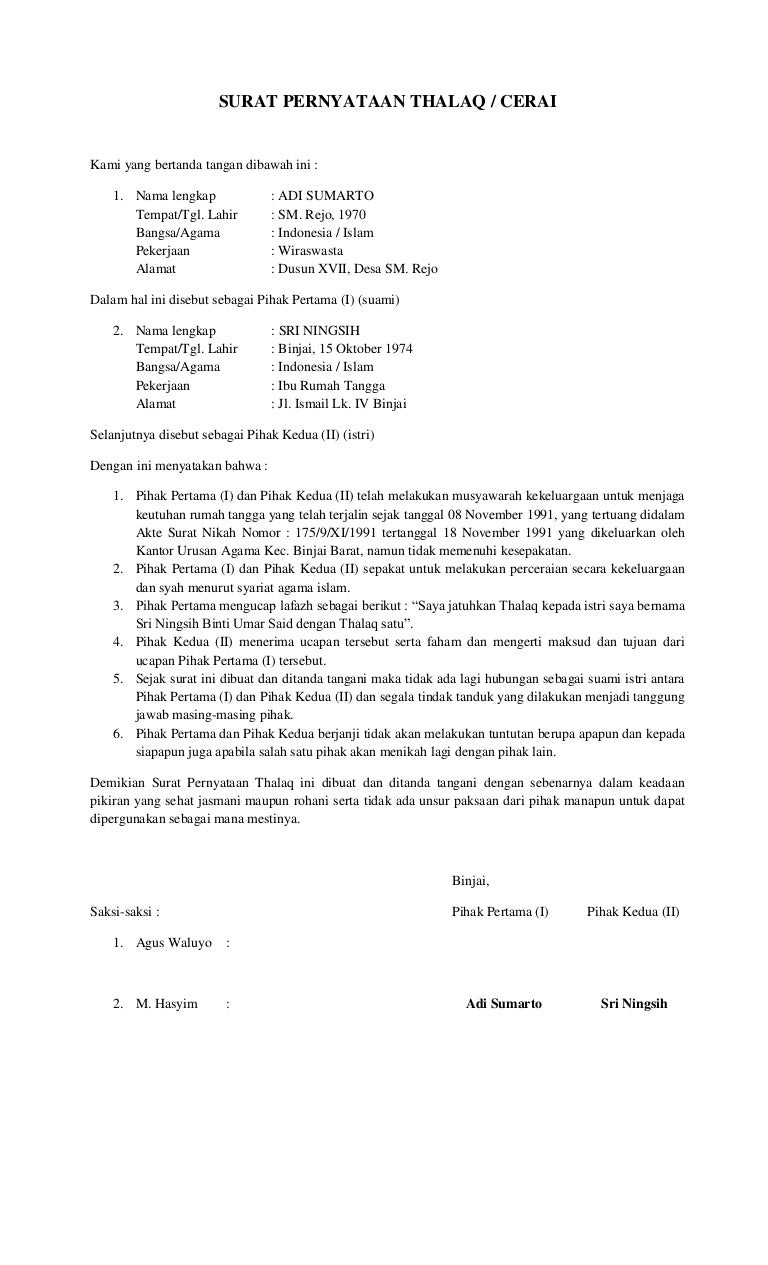 Detail Surat Talak Dari Suami Nomer 22