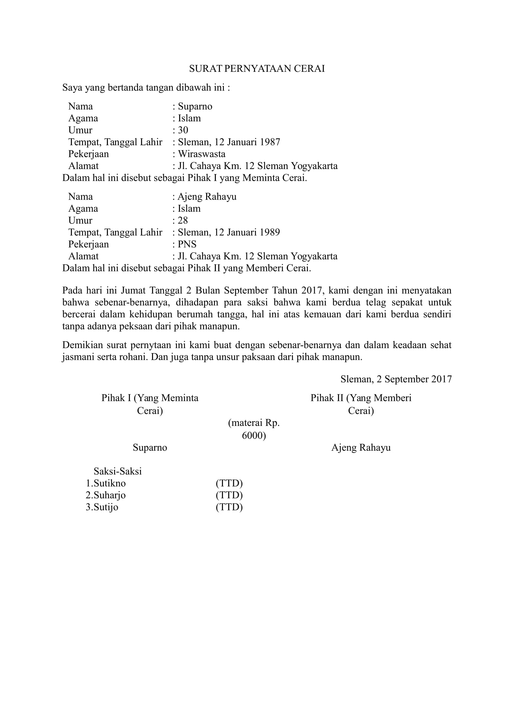 Detail Surat Talak Dari Suami Nomer 28
