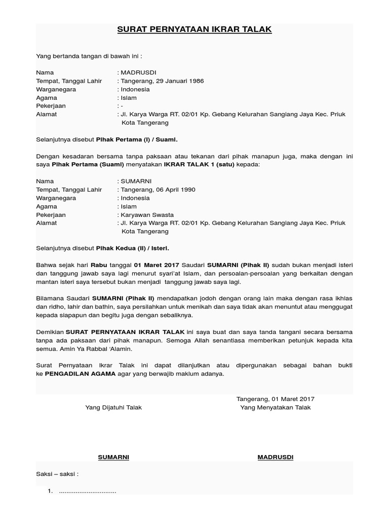 Detail Surat Talak Dari Suami Nomer 5