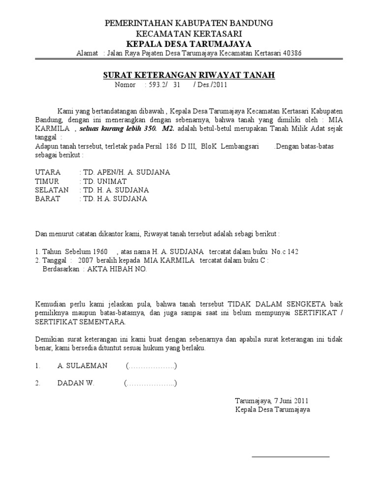 Detail Surat Tanah Dari Kecamatan Nomer 16