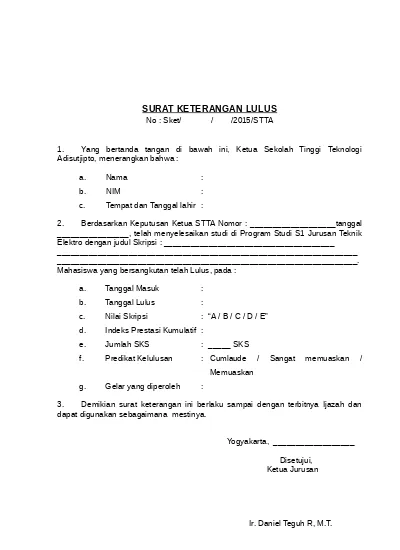 Detail Surat Tanda Kelulusan Nomer 20