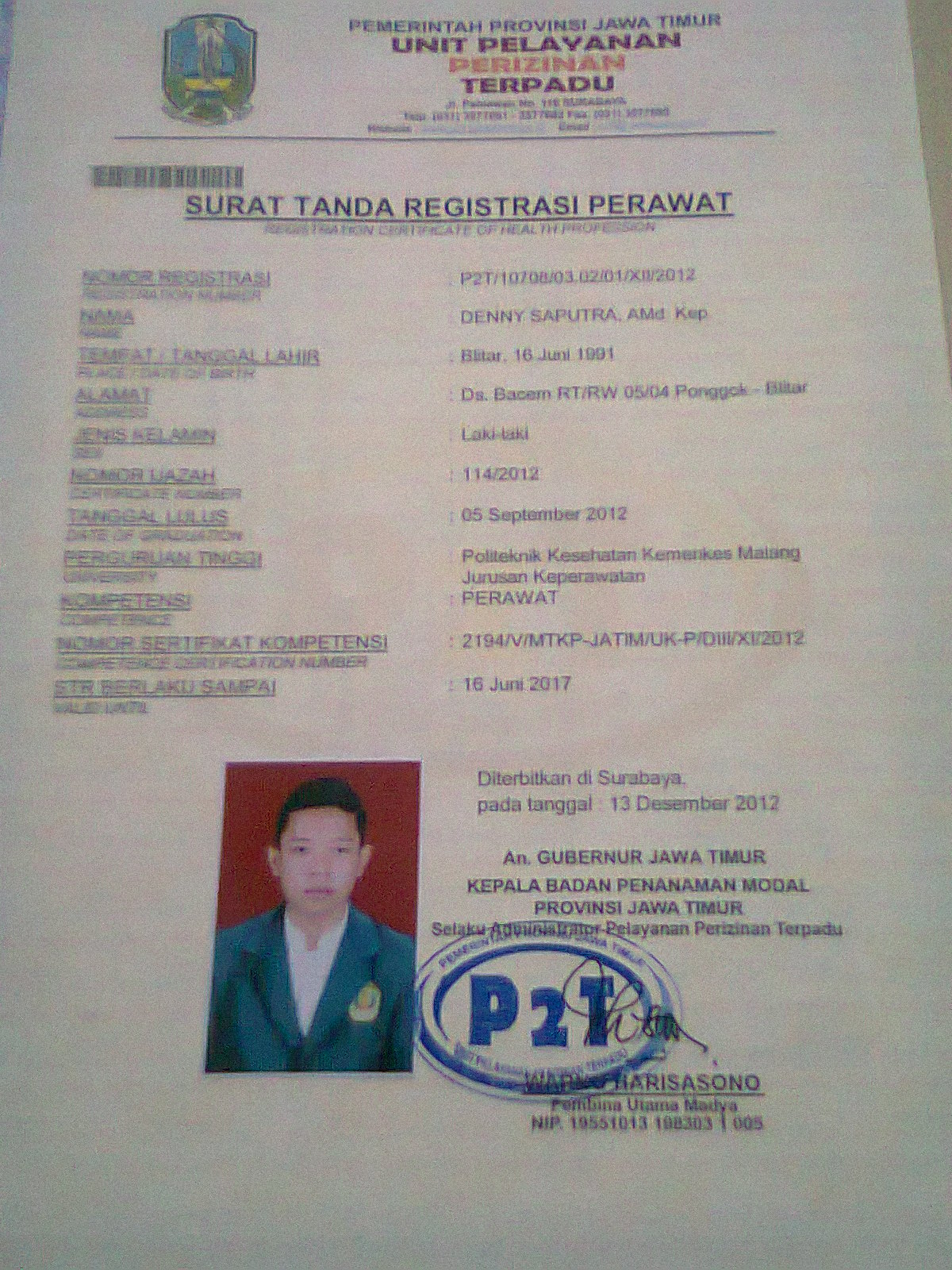 Detail Surat Tanda Registrasi Perawat Nomer 11