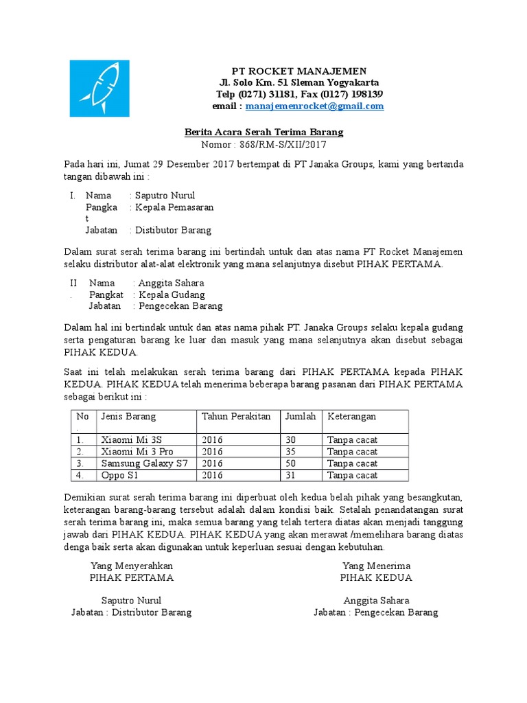 Detail Surat Tanda Terima Barang Nomer 33