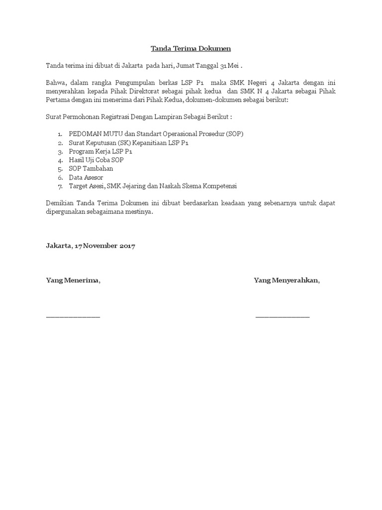Detail Surat Tanda Terima Dokumen Nomer 16