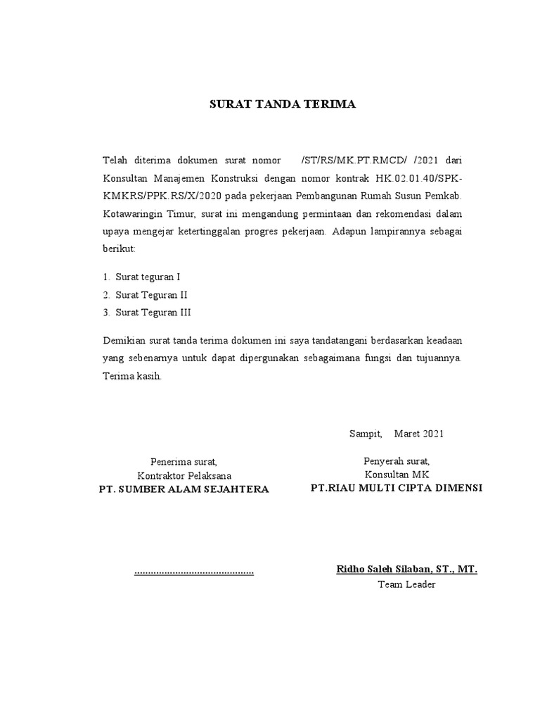 Detail Surat Tanda Terima Dokumen Nomer 24