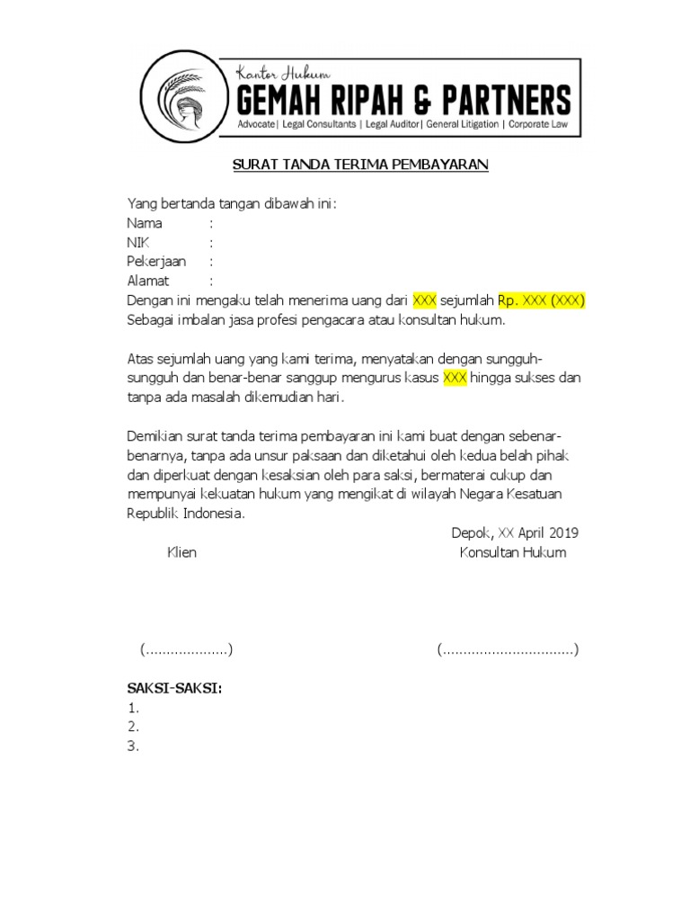 Detail Surat Tanda Terima Dokumen Nomer 52