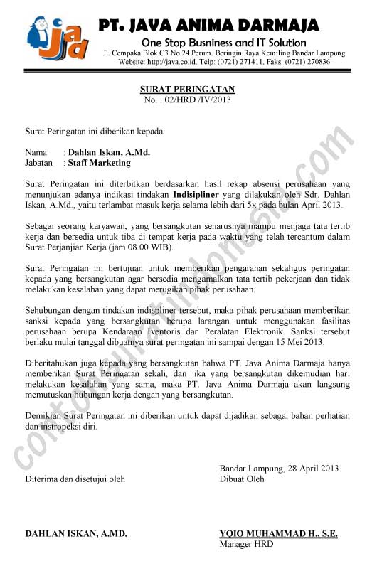 Detail Surat Teguran Karyawan Nomer 7