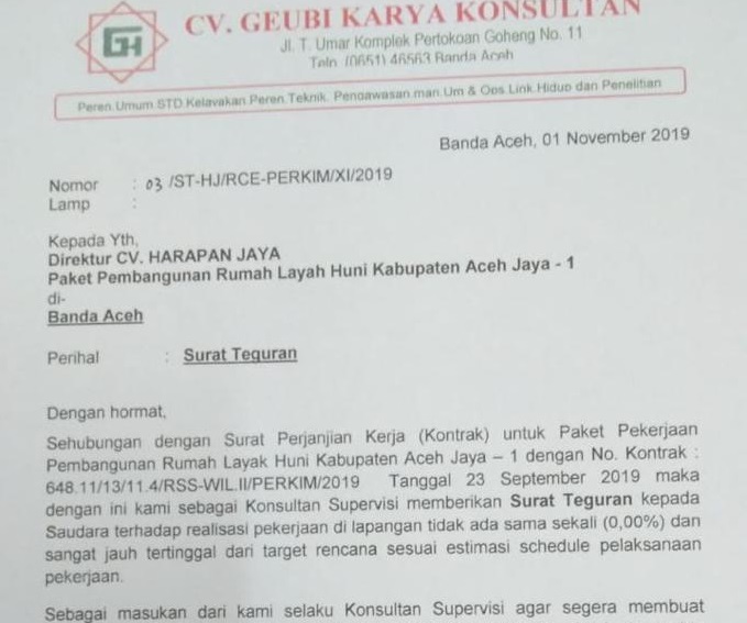 Detail Surat Teguran Kepada Kontraktor Nomer 24