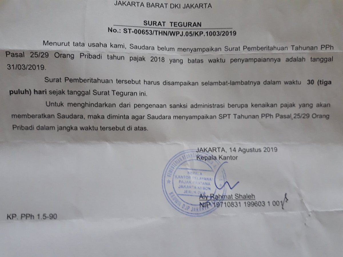 Detail Surat Teguran Pajak Nomer 6