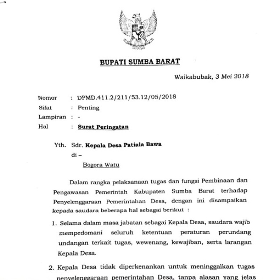 Detail Surat Teguran Tertulis Nomer 20