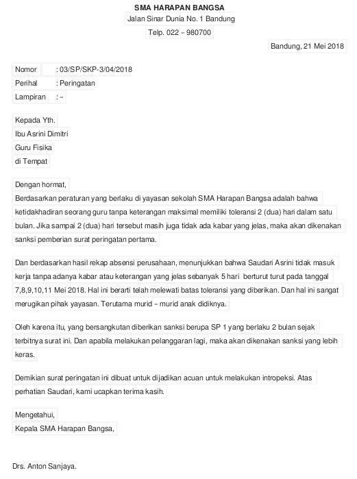 Detail Surat Teguran Tertulis Nomer 24