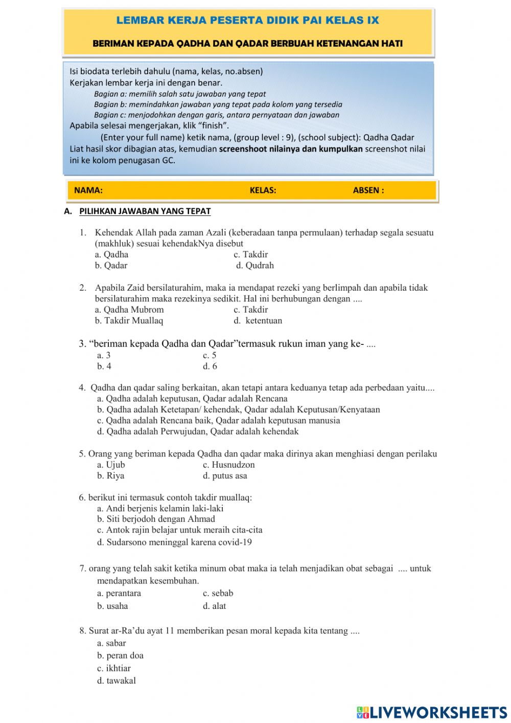 Detail Surat Tentang Qada Dan Qadar Nomer 28