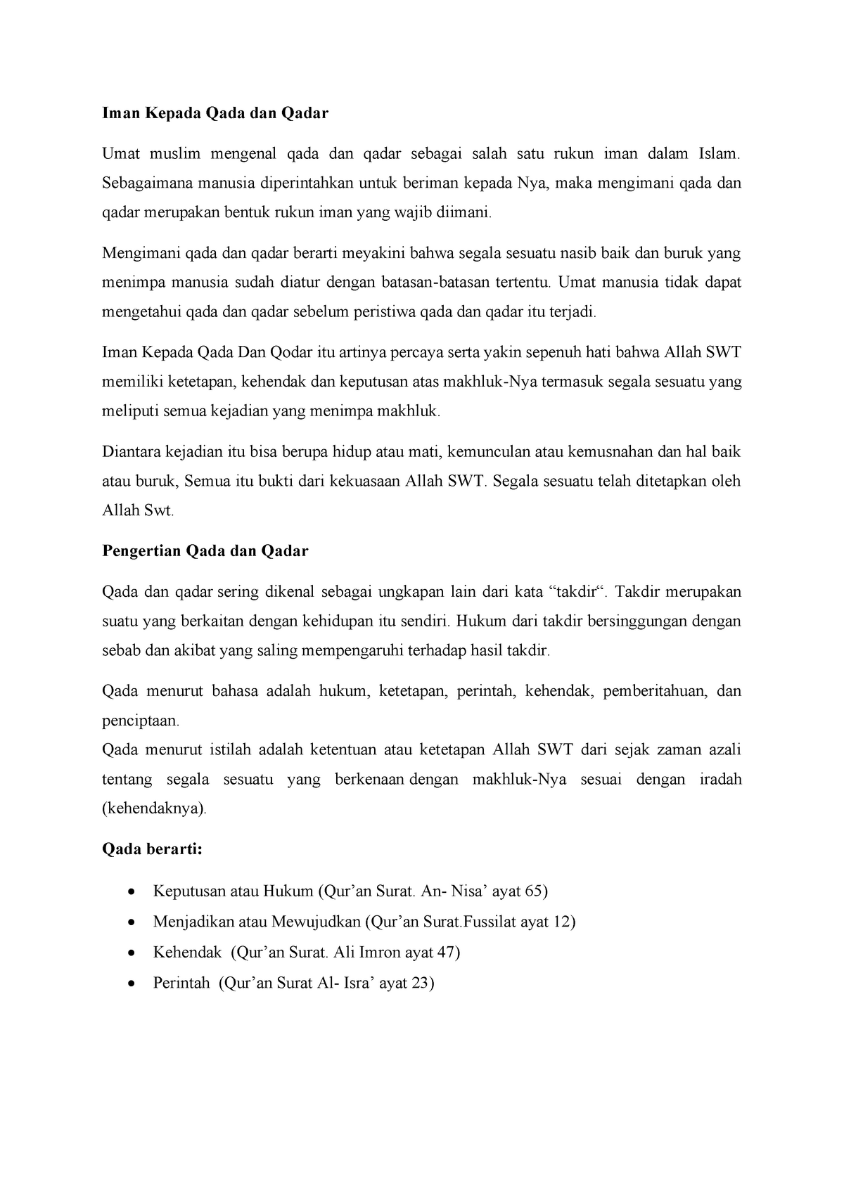 Detail Surat Tentang Qada Dan Qadar Nomer 44