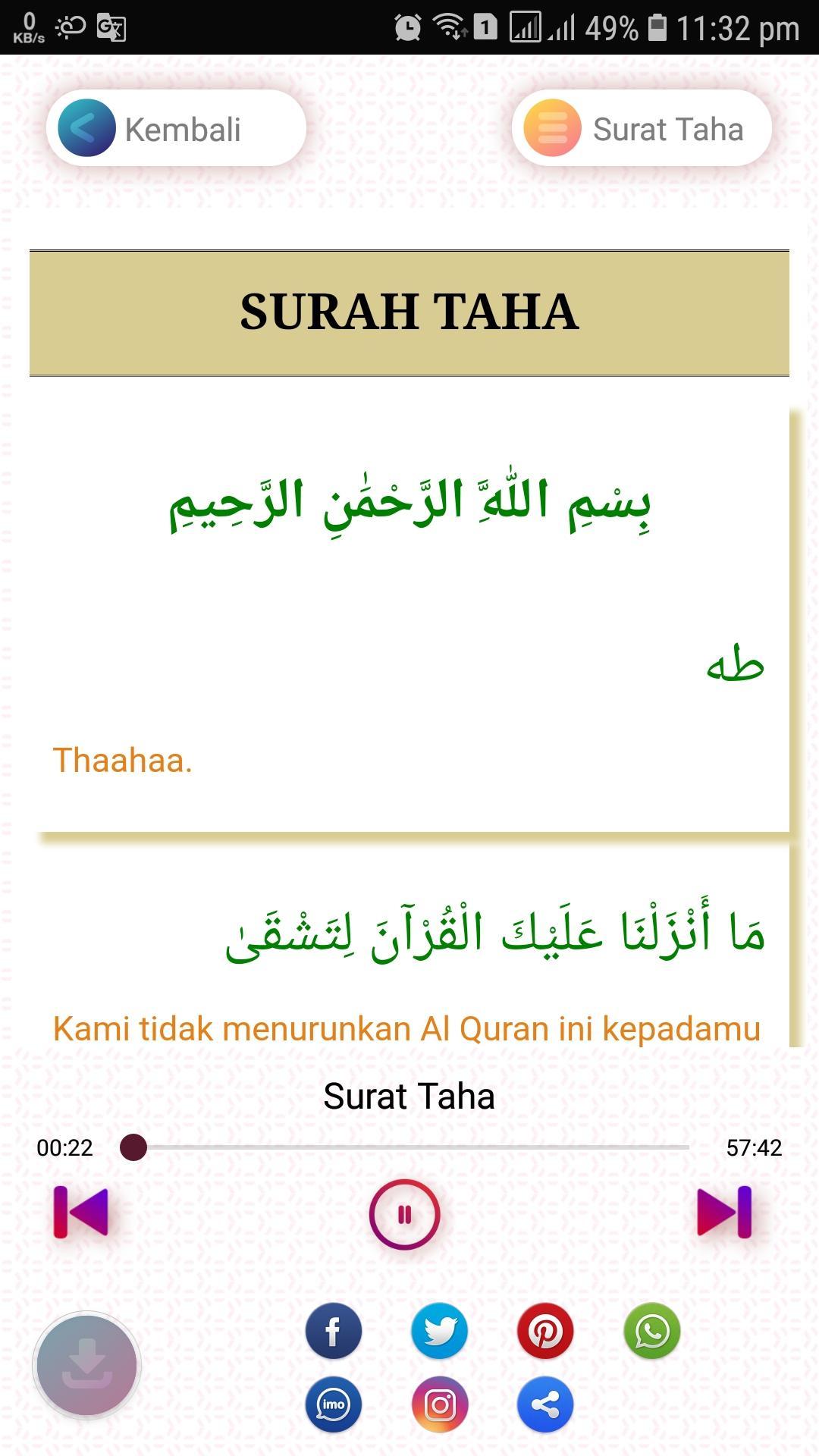 Detail Surat Thaha Ayat 20 Nomer 41