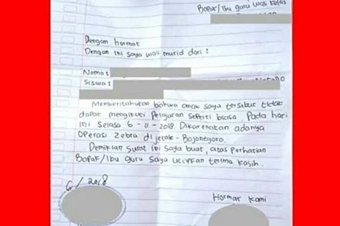 Detail Surat Tidak Masuk Sekolah Nomer 9