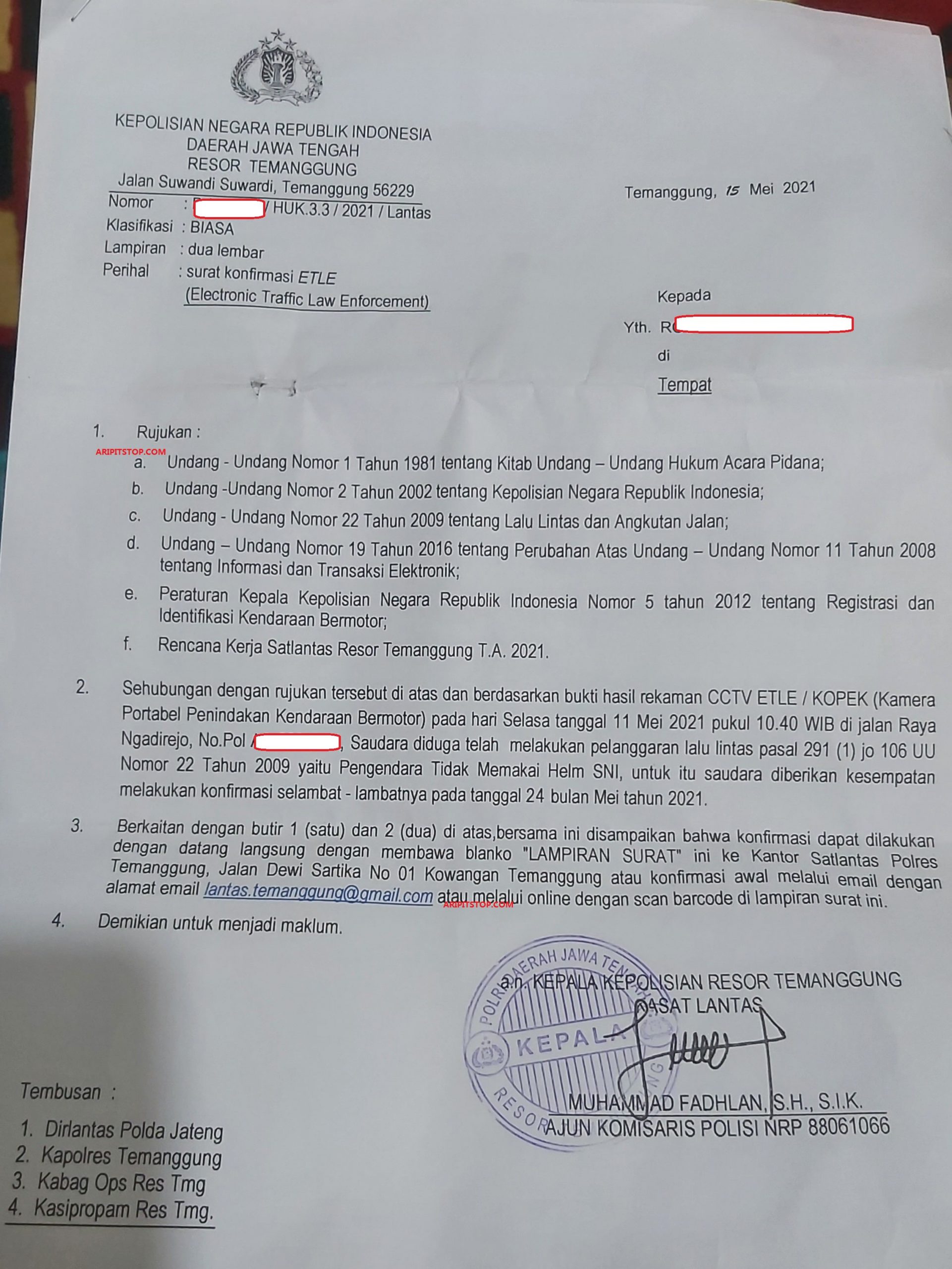 Detail Surat Tilang Resmi Nomer 43