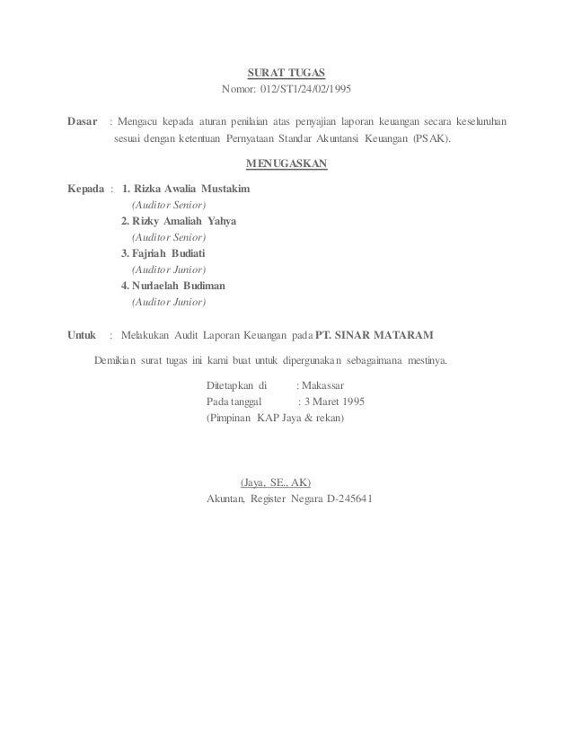 Surat Tugas Audit Internal - KibrisPDR