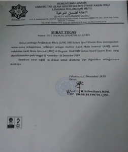 Detail Surat Tugas Audit Internal Nomer 30