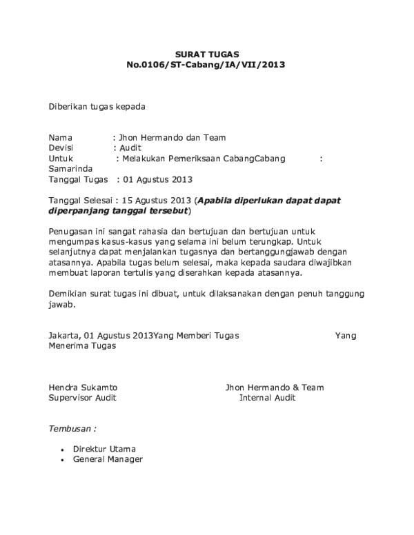 Detail Surat Tugas Audit Internal Nomer 6