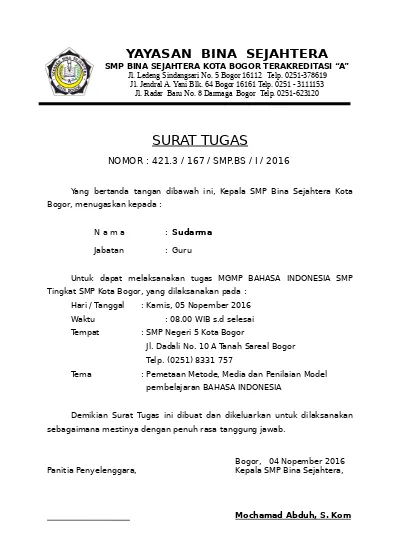 Detail Surat Tugas Guru Nomer 34