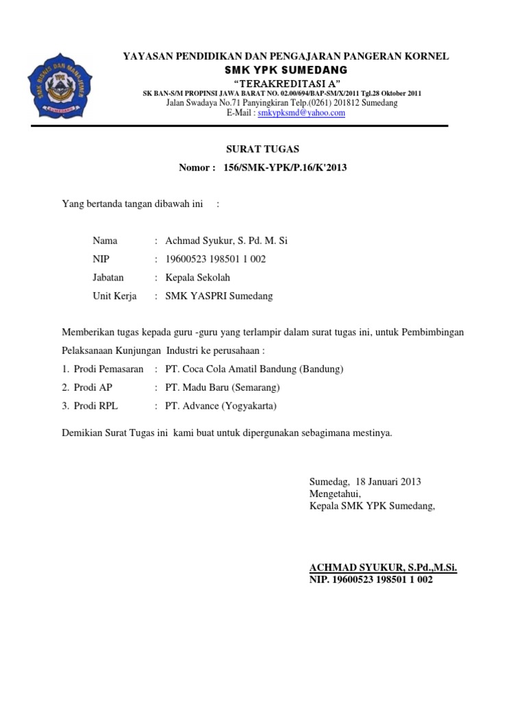 Detail Surat Tugas Karyawan Nomer 45