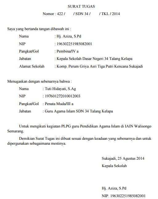 Detail Surat Tugas Kepala Sekolah Nomer 9