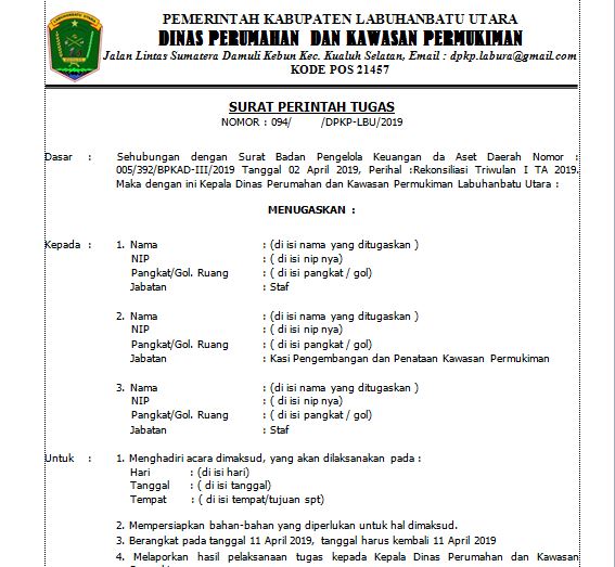 Detail Surat Tugas Perjalanan Dinas Nomer 23