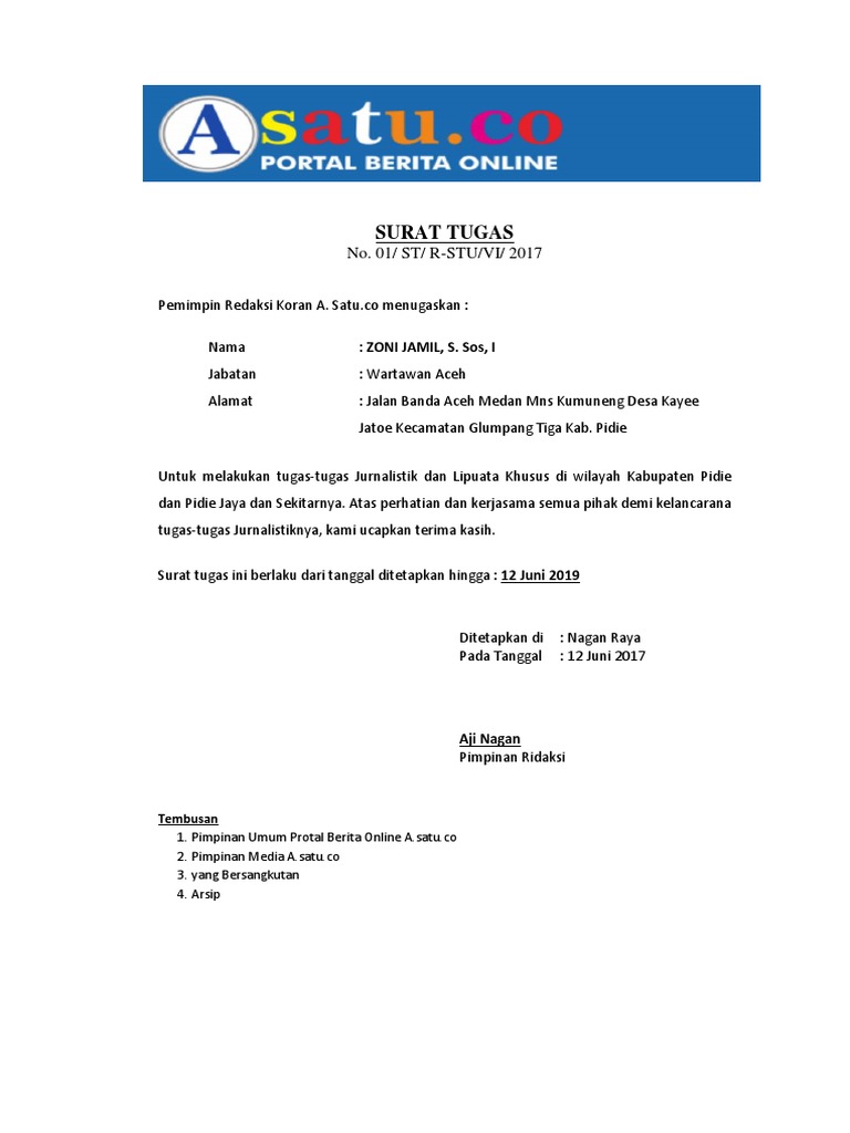 Detail Surat Tugas Wartawan Nomer 9