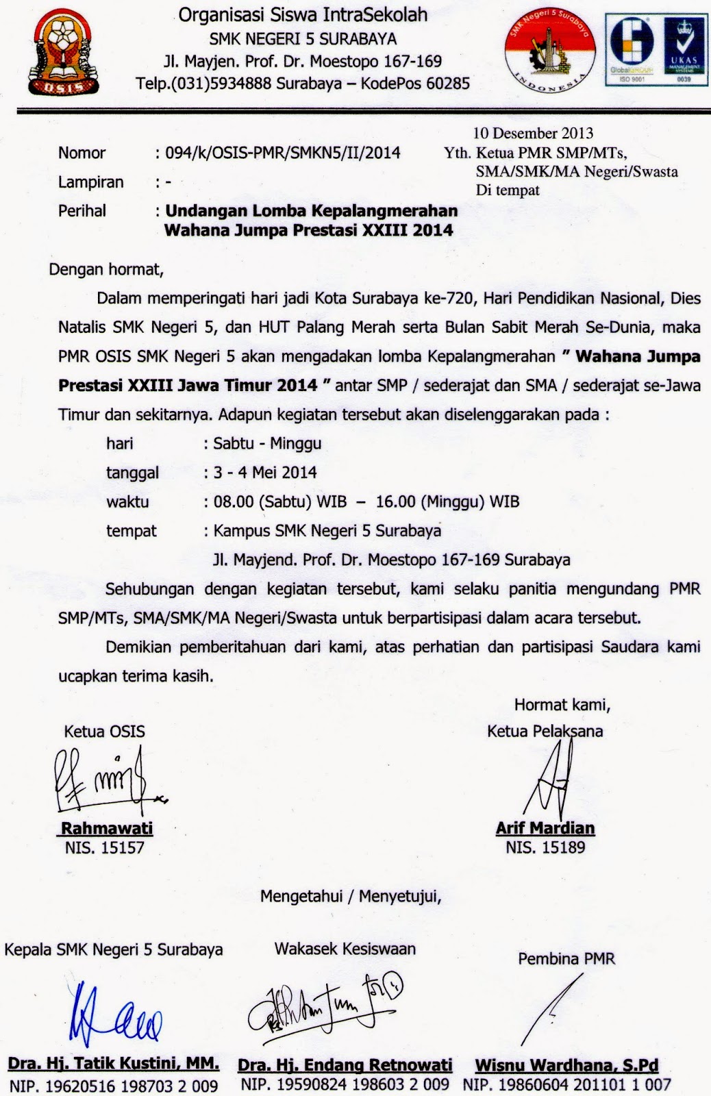 Detail Surat Undangan Lomba Cerdas Cermat Nomer 50