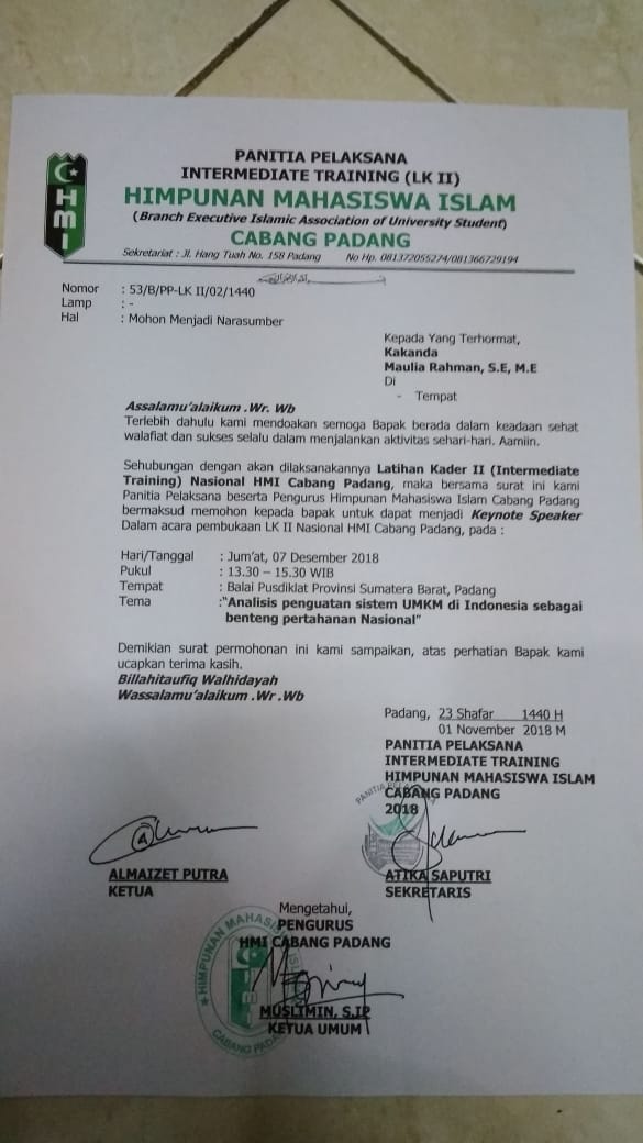 Detail Surat Undangan Pemateri Nomer 51