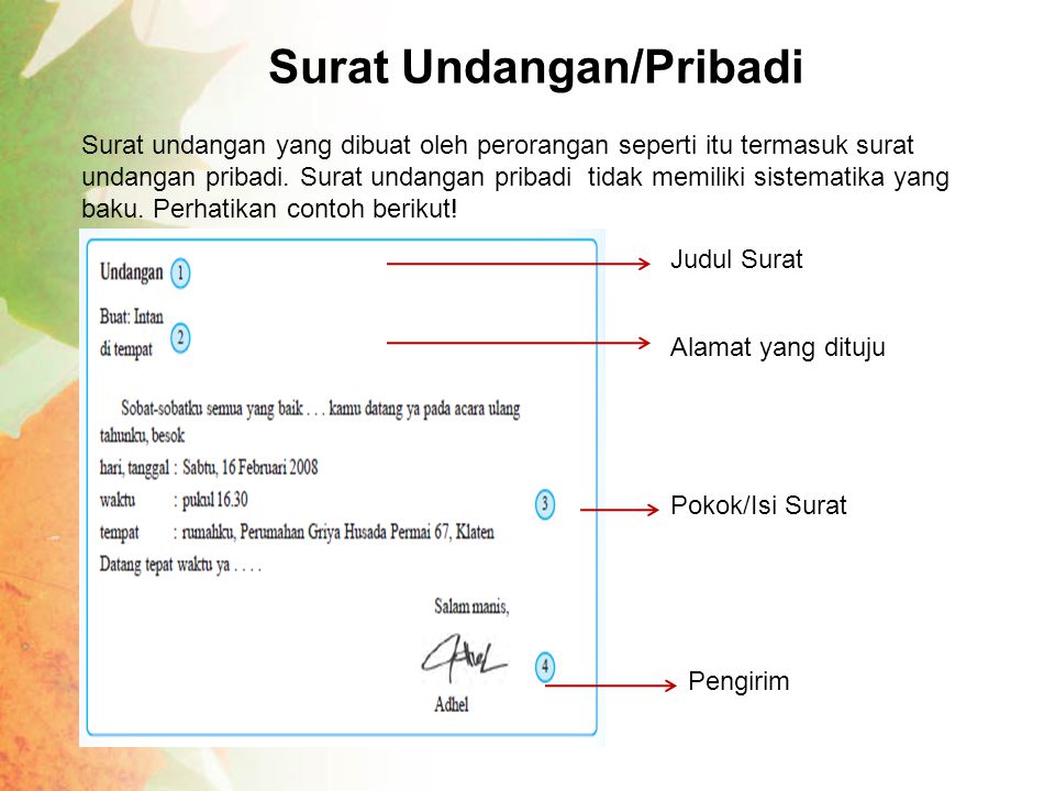 Detail Surat Undangan Pribadi Nomer 5