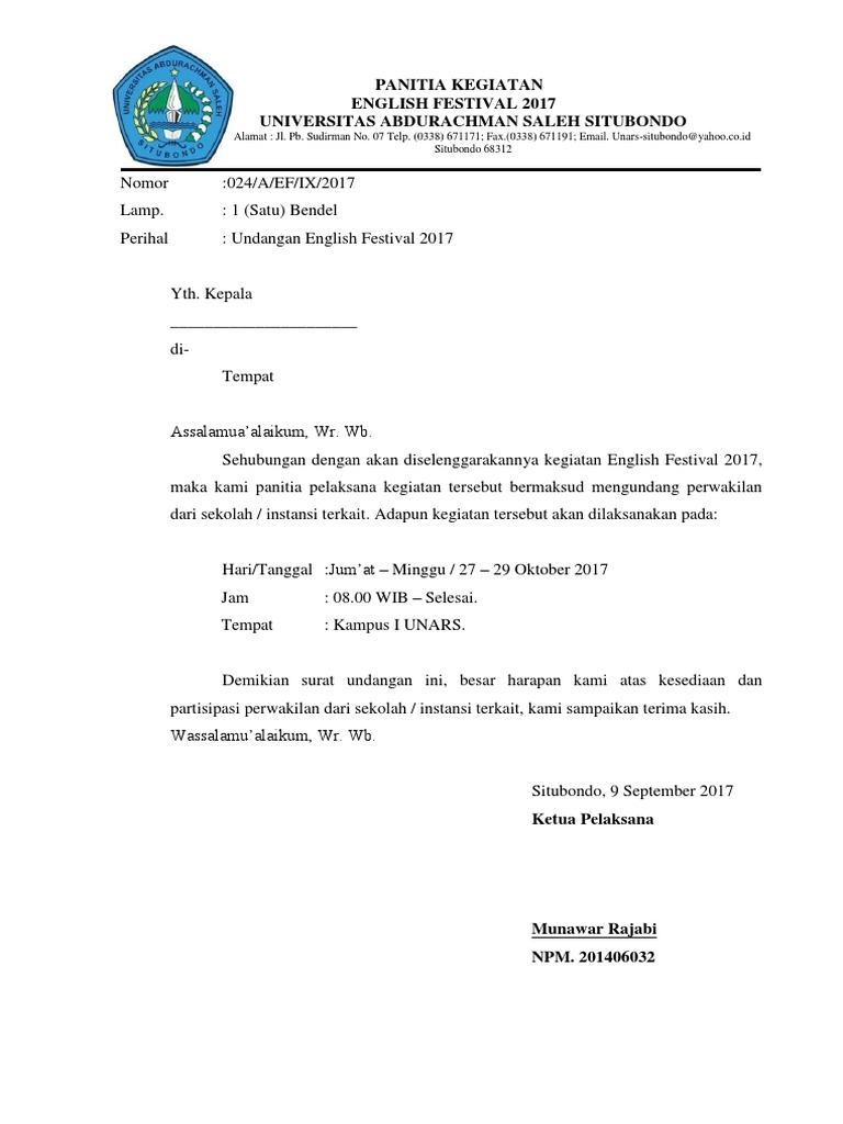 Detail Surat Undangan Sekolah Nomer 30