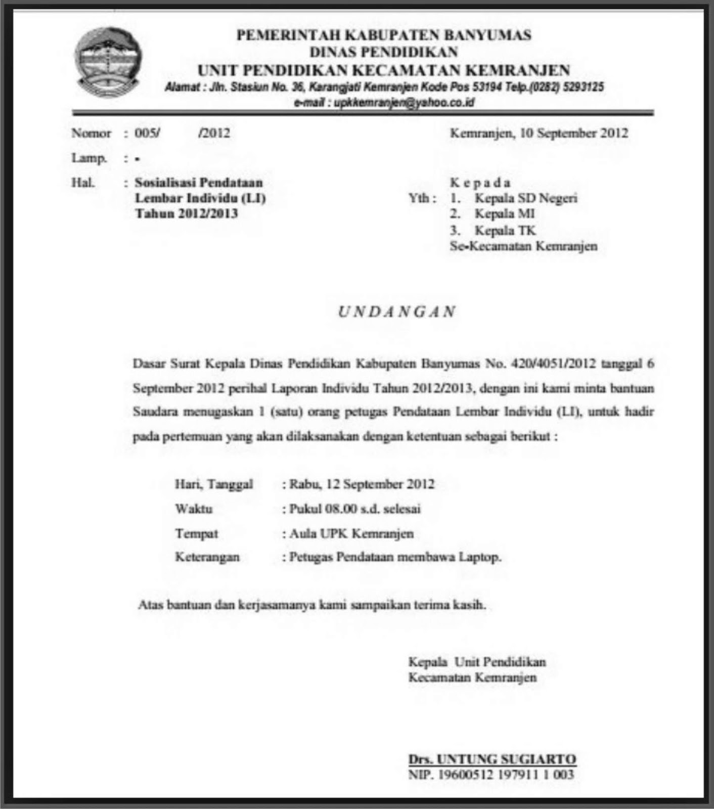 Surat Undangan Tidak Resmi - KibrisPDR