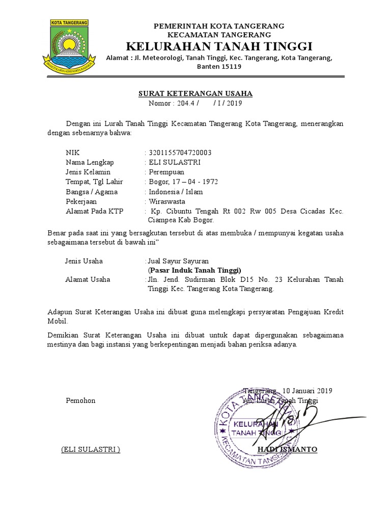 Detail Surat Usaha Dari Kelurahan Nomer 19