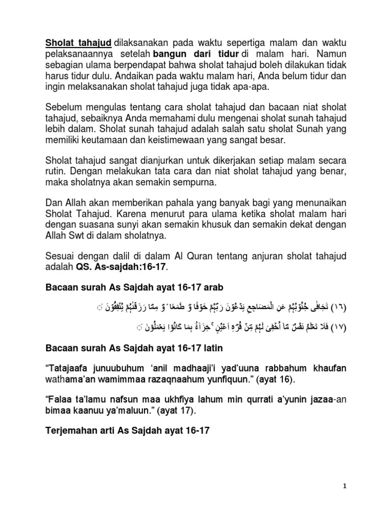 Detail Surat Yang Harus Dibaca Pada Sholat Tahajud Nomer 28