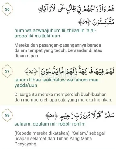 Detail Surat Yasin Ayat 56 Nomer 16