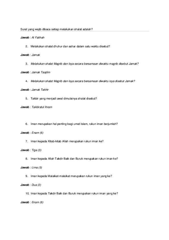 Detail Surat Yg Dibaca Dalam Shalat Lima Waktu Nomer 5