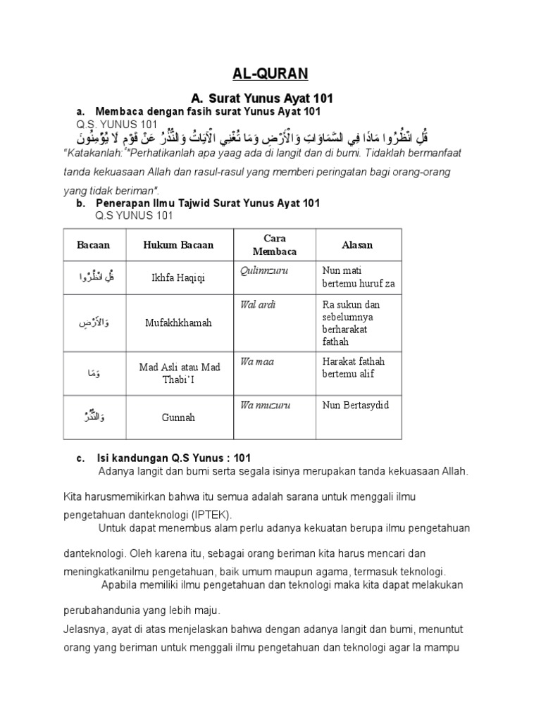 Detail Surat Yunus 101 Nomer 42