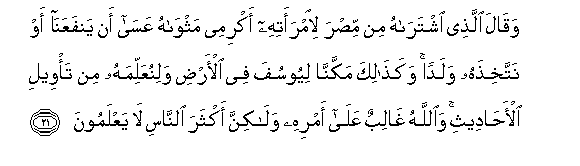 Detail Surat Yusuf Ayat 21 Nomer 16