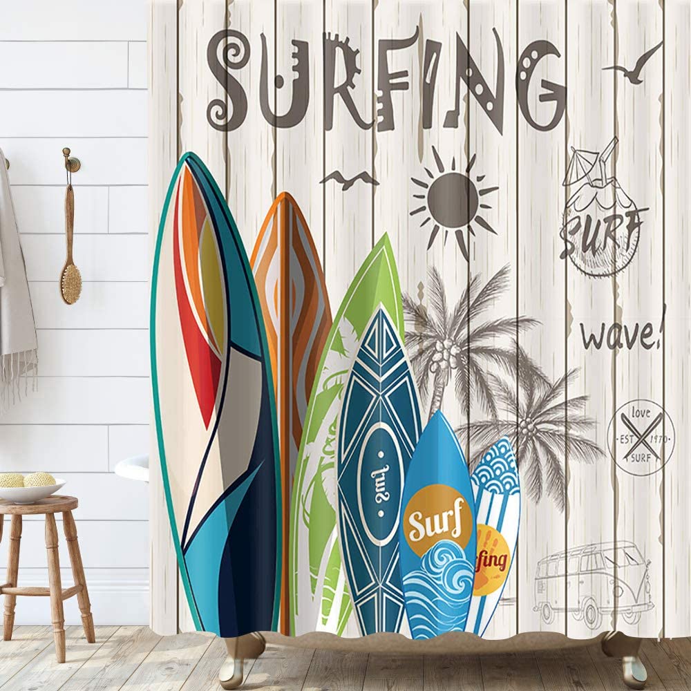 Detail Surfing Shower Curtains Nomer 18