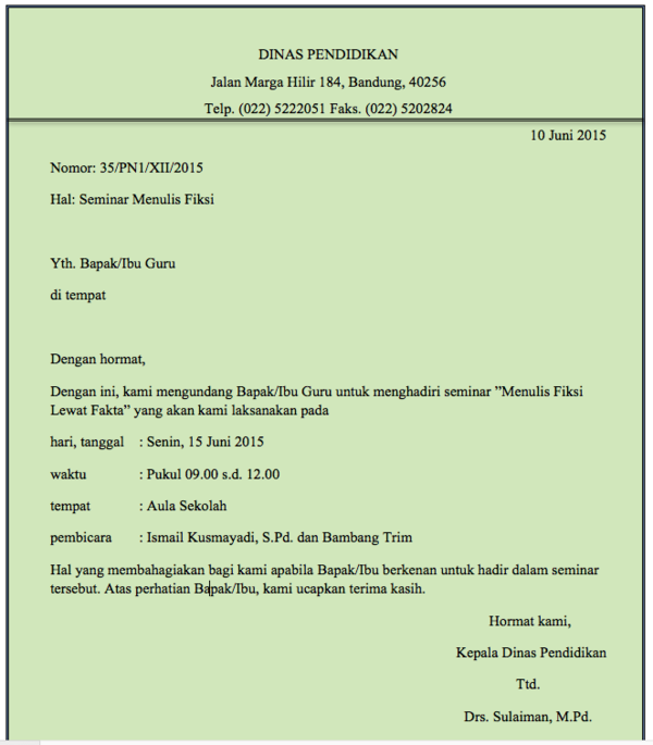 Detail Susunan Surat Dinas Nomer 21