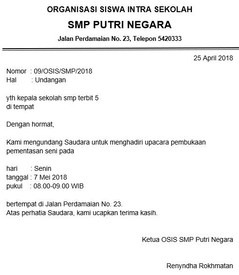 Detail Susunan Surat Dinas Nomer 34