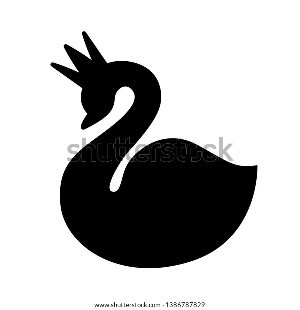 Swan With Crown Silhouette - KibrisPDR