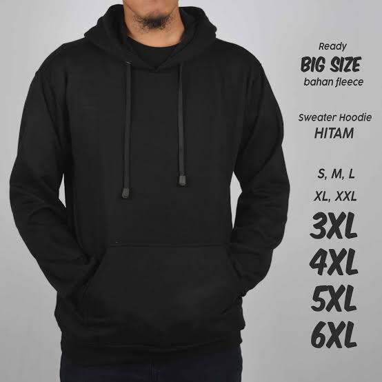 Detail Sweater Hoodie Hitam Polos Nomer 17